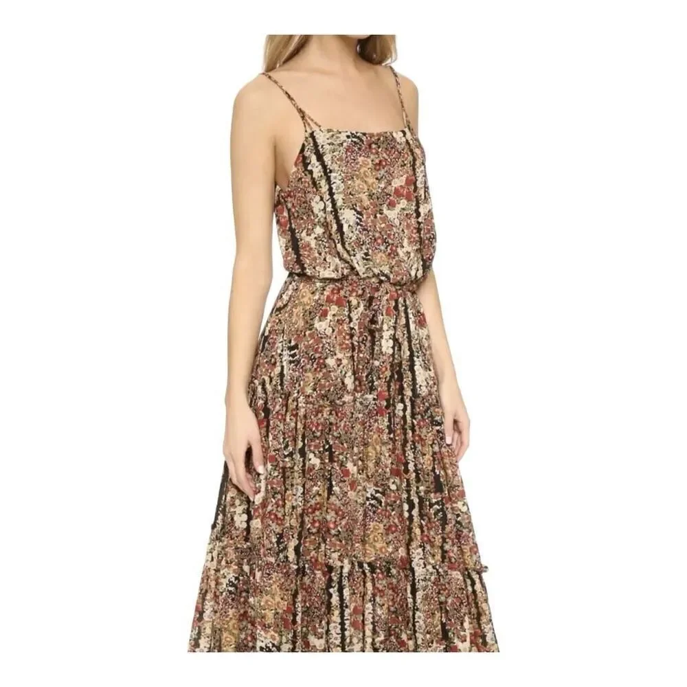 Free People Valerie Tiered Open Back Spaghetti Strap Floral Maxi Dress Size XS